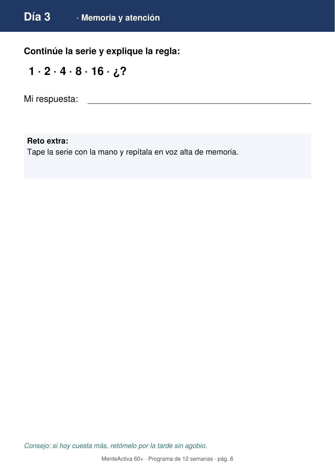 Actividad de memoria y atención